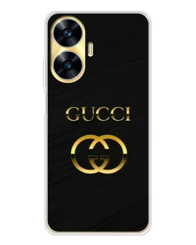 Чехол для Realme C56 с картинкой «Золотой логотип Gucci»