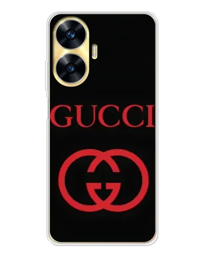 Чехол для Realme C56 с картинкой «Gucci — красный логотип»