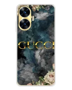 Чехол для Realme C56 с картинкой «Абстрактные цветы Gucci»