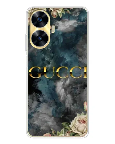 Чехол для Realme C56 с картинкой «Абстрактные цветы Gucci»