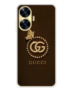 Чехол для Realme C56 с картинкой «Gucci — золотая бабочка»