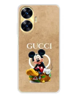 Чехол для Realme C56 с картинкой «Микки Маус Gucci — крафт»