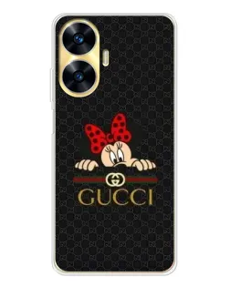 Чехол для Realme C56 с картинкой «Минни Маус Gucci — черный»