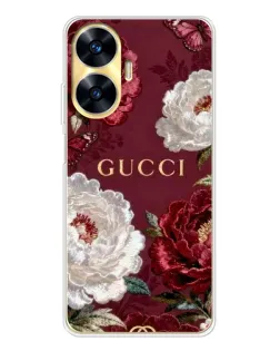 Чехол для Realme C56 с картинкой «Gucci — бордовые розы»