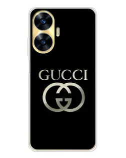 Чехол для Realme C56 с картинкой «Gucci — золото на черном»