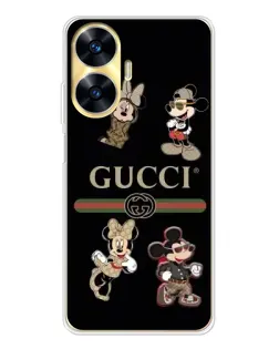 Чехол для Realme C56 с картинкой «Gucci — герои Disney и монограмма»