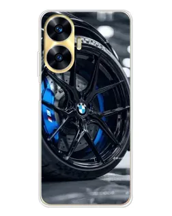Чехол для Realme C56 с картинкой «Колесо BMW вблизи»