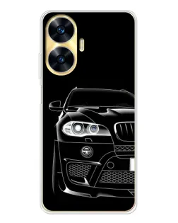 Чехол для Realme C56 с картинкой «Темный силуэт BMW»