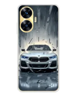 Чехол для Realme C56 с картинкой «BMW в свете фар»