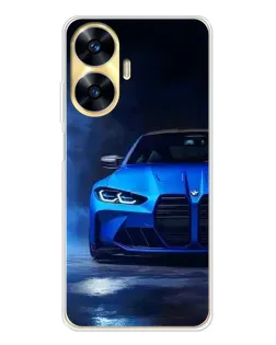 Чехол для Realme C56 с картинкой «Голубая BMW M4»