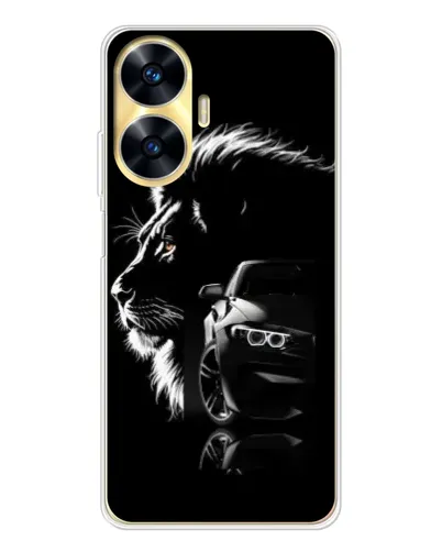 Чехол для Realme C56 с картинкой «BMW и лев» Чехол для Realme C56 с картинкой «BMW и лев»