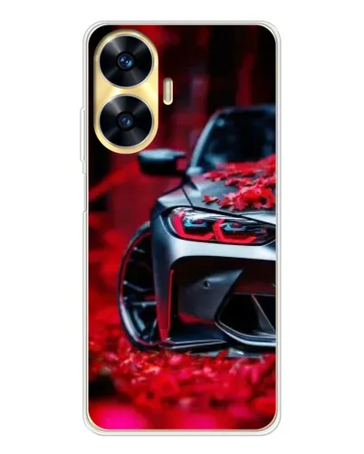Чехол для Realme C56 с картинкой «Спортивная BMW и цветы» Чехол для Realme C56 с картинкой «Спортивная BMW и цветы»