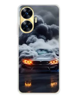 Чехол для Realme C56 с картинкой «BMW в дыму»