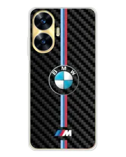 Чехол для Realme C56 с картинкой «Эмблема BMW и карбон»