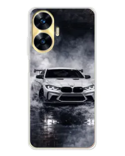 Чехол для Realme C56 с картинкой «BMW сквозь туман»