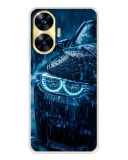 Чехол для Realme C56 с картинкой «BMW под дождем»