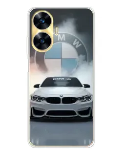 Чехол для Realme C56 с картинкой «BMW в белом дыму»