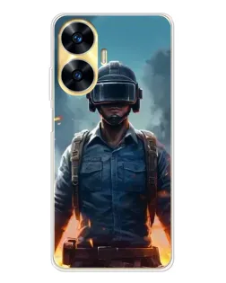 Чехол для Realme C56 с картинкой «PUBG — реалистичный герой»