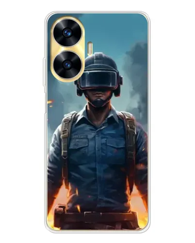 Чехол для Realme C56 с картинкой «PUBG — реалистичный герой»
