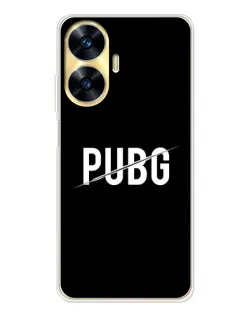 Чехол для Realme C56 с картинкой «PUBG — белый логотип»
