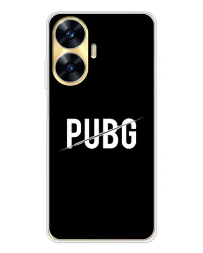 Чехол для Realme C56 с картинкой «PUBG — белый логотип»