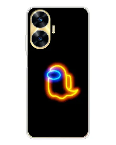 Чехол для Realme C56 с картинкой «Among Us неоновое сияние»