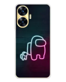 Чехол для Realme C56 с картинкой «Among Us неон-арт»