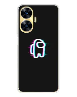 Чехол для Realme C56 с картинкой «Among Us неон»