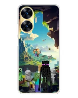 Чехол для Realme C56 с картинкой «Эндермен в лесу»
