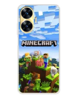 Чехол для Realme C56 с картинкой «Minecraft классический мир»