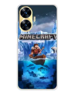 Чехол для Realme C56 с картинкой «Minecraft ледяной мир»