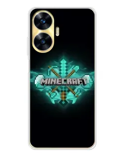 Чехол для Realme C56 с картинкой «Minecraft Diamond лого»