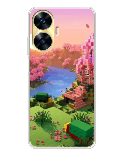 Чехол для Realme C56 с картинкой «Розовое дерево Minecraft» Чехол для Realme C56 с картинкой «Розовое дерево Minecraft»