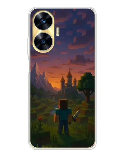 Чехол для Realme C56 с картинкой «Стив у башни» Чехол для Realme C56 с картинкой «Стив у башни»