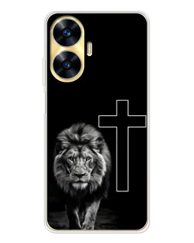 Чехол для Realme C56 с картинкой «Лев и Крест»