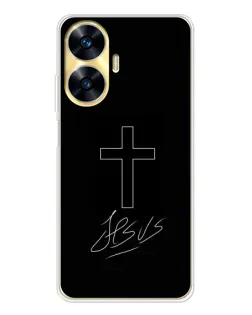 Чехол для Realme C56 с картинкой «Графический крест Jesus»