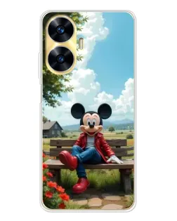 Чехол для Realme C56 с картинкой «Микки на скамейке»