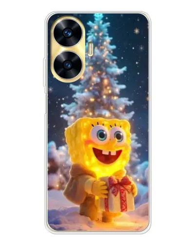 Чехол для Realme C56 с картинкой «Рождественский Спанч Боб»