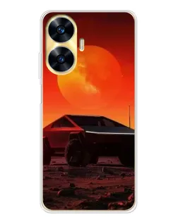 Чехол для Realme C56 с картинкой «Cybertruck на Марсе»