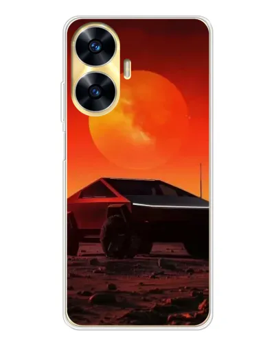 Чехол для Realme C56 с картинкой «Cybertruck на Марсе»