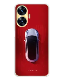 Чехол для Realme C56 с картинкой «Tesla Top View»
