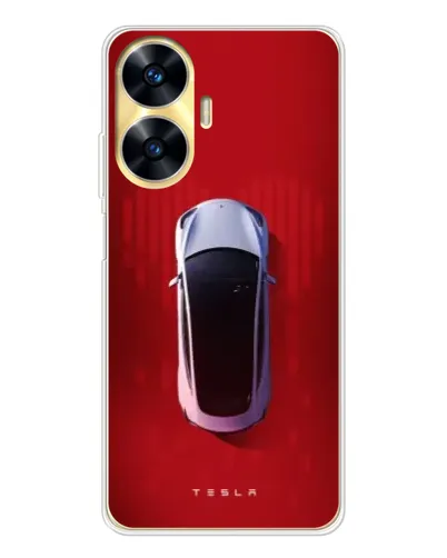 Чехол для Realme C56 с картинкой «Tesla Top View»