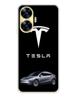 Чехол для Realme C56 с картинкой «Tesla Model Y»