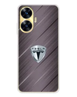 Чехол для Realme C56 с картинкой «Металлическая текстура Tesla»