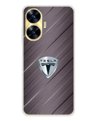 Чехол для Realme C56 с картинкой «Металлическая текстура Tesla»