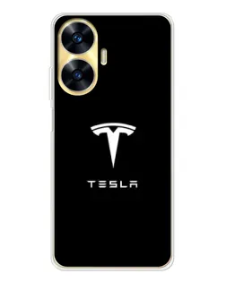 Чехол для Realme C56 с картинкой «Tesla White Logo»