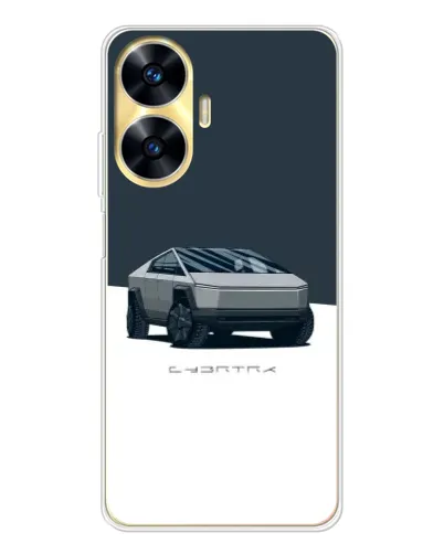 Чехол для Realme C56 с картинкой «Серебристый Cybertruck Tesla»