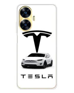 Чехол для Realme C56 с картинкой «Tesla White Style»