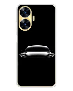 Чехол для Realme C56 с картинкой «Фары Tesla Night»