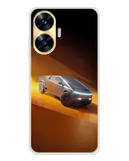 Чехол для Realme C56 с картинкой «Cybertruck в пустыне»